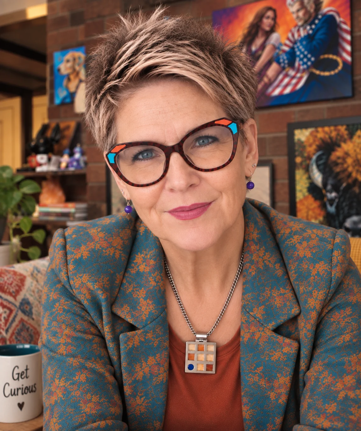 Kellie in her art studio